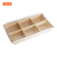 Houten afhaalkartonnen doosjes voor gebak, cake, salade, sushi, etc. - houten voedselcontainers voor afhaalmaaltijden