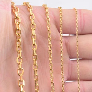 Collar de cadena cubana con eslabones en forma de O para hombre y mujer, chapado en oro, de acero inoxidable, accesorios de joyería ovalados para regalo DIY - Product Image 5