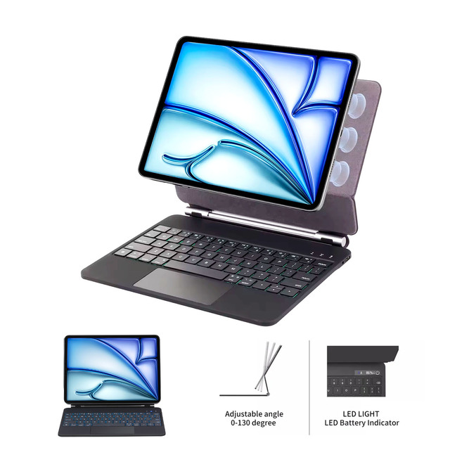 Wireless Magic Keyboard Case with Trackpad RGB Backlit for iPad Pro 11 12.9 Inch 2018-2022 M4 M3 M2