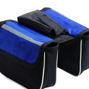 Bicycle Front <b>Frame</b> Bag 1.5L Portable Dual Compartment Soft Handle Interior <b>Black</b> Red Blue Casual Style - Product Image 2