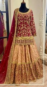 2021 deslumbrante nuevo vestido de novia de seda elegante Kurti con Lehenga hermoso adornado cuentas de cristal piedra trabajo vestido de novia - Product Image 2