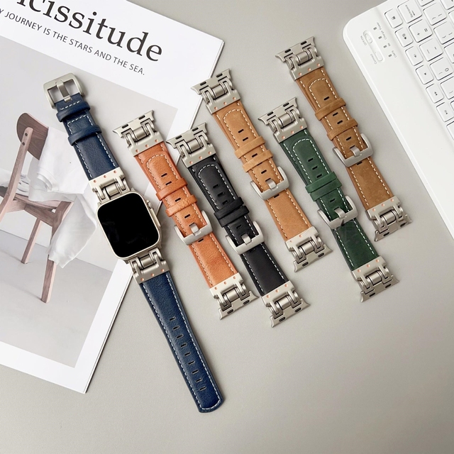 Luxury Genuine Leather Watchband for Apple Watch Iwatch 7 8 9 Ultra 40 41 44mm 45mm 49mm Strap Wristbands Men Replacement Strap