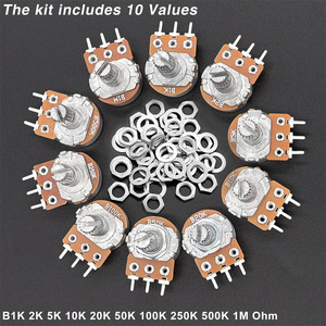Wh148 b1k đơn tuyến tính Loại <span class=keywords><strong>B</strong></span> chiết Kit 200pcs Nut Washer-5K 10K 20K 50K 100k 1M ohm rotarty chiết rheostats - Product Image 5