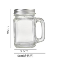 Mini bocaux en verre Mason gravés sur mesure avec logo, verre à liqueur avec poignée et couvercle en métal pour spiritueux