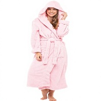 Robe longue à capuche en polaire unie et duveteuse pour femme, grande taille