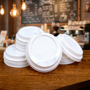 Couvercles ronds en plastique blancs pour gobelets à café, bouchons jetables pour bouteilles à emporter avec fente pour paille pour l'emballage de boissons - Product Image 3