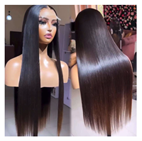 Vente en gros prêt à porter cheveux indiens bruts précoupés sans colle perruques droites cheveux humains avant de lacet HD perruque frontale en dentelle pour les femmes noires