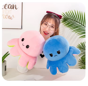 Unisex carino doppio lato Flip polpo animale giocattolo personalizzato cuscino di peluche reversibile Super morbido PP riempito regalo di anniversario - Product Image 3