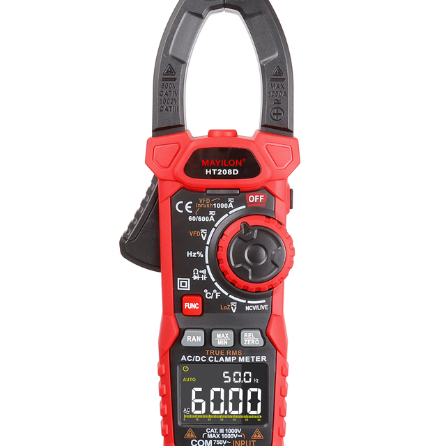 High Quality LCD Display Digital Clamp Multimeter 1000V 1000A AC DC Voltage Current Testing Tool 208D Waterproof Dustproof Class