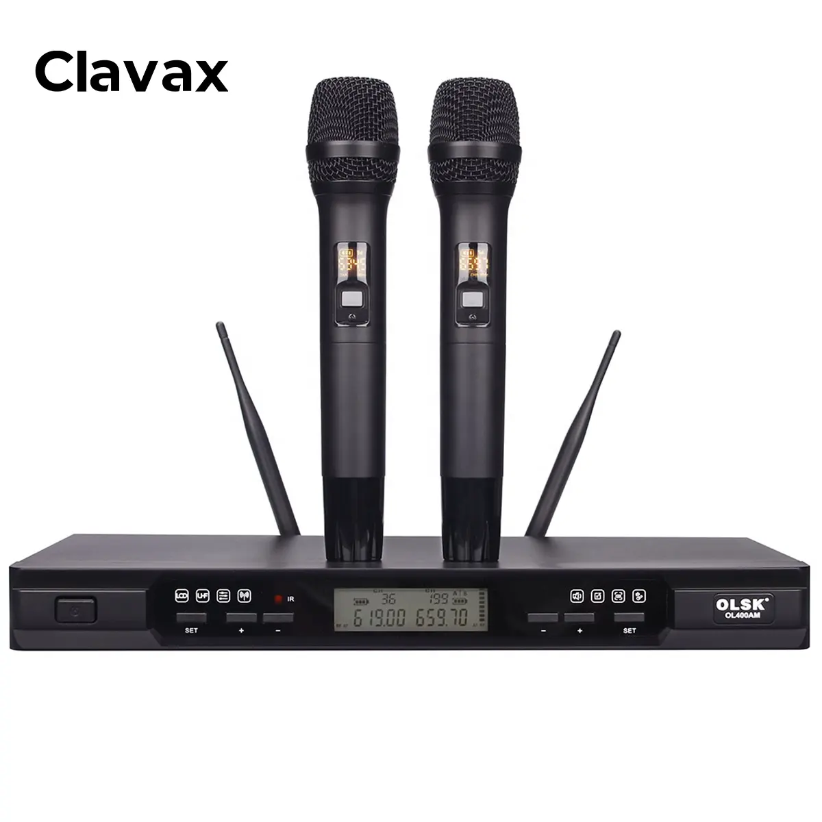 Динамическая Беспроводная микрофонная система Clavax OL400AM UHF, 2-канальный микрофон для караоке, 160 метров, диапазон с портативным микрофоном 6,3 мм, разъем LXR