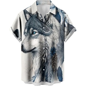 Chemises Hawaïennes pour Hommes, Impression de Logo Personnalisé ODM, Manches Courtes, Col Debout, Respirantes, Style Casual pour les Vacances - Product Image 1
