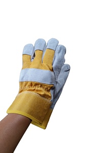 <span class=keywords><strong>Gants</strong></span> de travail jaunes économiques en <span class=keywords><strong>cuir</strong></span> croûte, protection de sécurité <span class=keywords><strong>pour</strong></span> soudage MIG/TIG, doublure polaire intégrale - Product Image 4