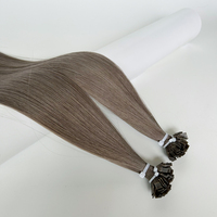 Alta calidad Super doble dibujado punta plana Ktips SDD gris ahumado Rubio Remy extensiones teñidas fábrica venta al por mayor precios listo Stock