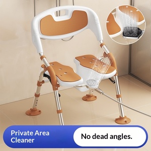 New Grooved Shower Chair, Wide Design, Non-Slip Foldable Bath <b>Stool</b> for Elderly, Pregnant Women, <b>Bathroom</b> Use - Product Image 5
