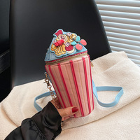 Mini sac bandoulière en PU pour femme, design original motif dessin animé, avec fermeture éclair, pochette téléphone en forme de cure-dent, pochette de soirée style boîte