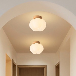 Luxe Moderne Noyer Laiton LED Plafonnier Style Wabi-Sabi pour Entrée Foyer Balcon Couloir Allée-Base en Verre - Product Image 3