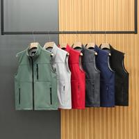 Gilet softshell léger pour homme, coupe-vent, imperméable, sans manches, avec fermeture éclair et doublure polaire, logo personnalisé, automne-hiver