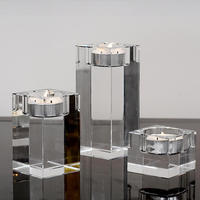 Vente en gros de porte-bougie en cristal transparent, chandelier décoratif en cristal pour mariage, décoration de la maison, cadeau