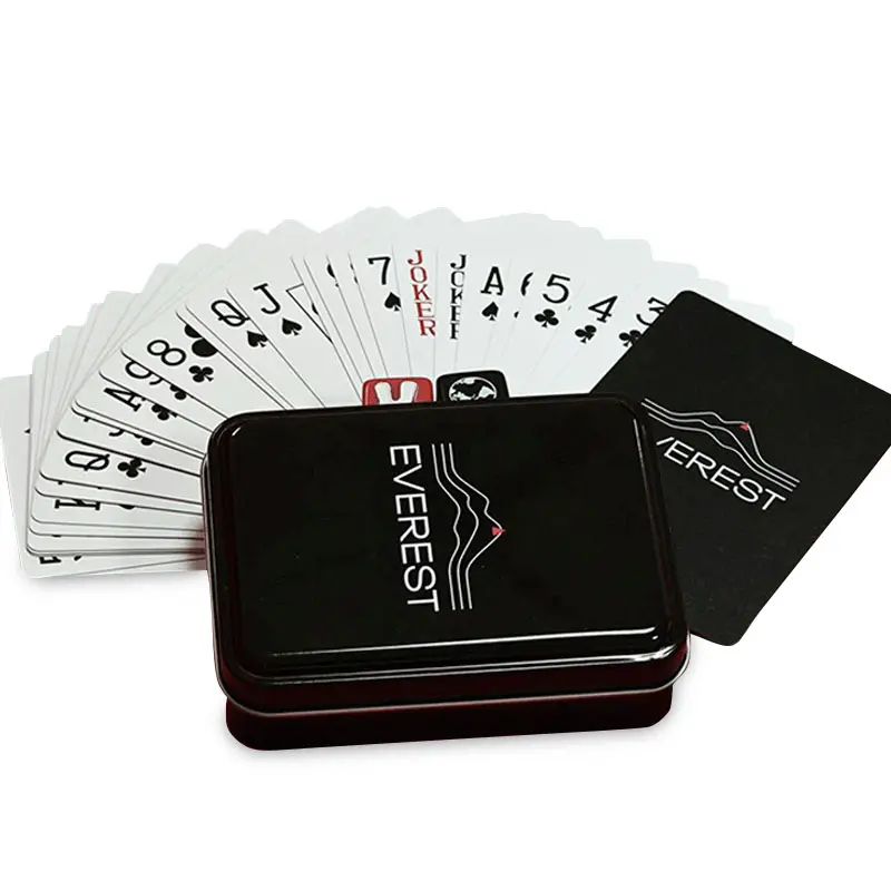 Cartes à jouer de poker en PVC avec logo personnalisé, noires et imperméables, lavables et de luxe