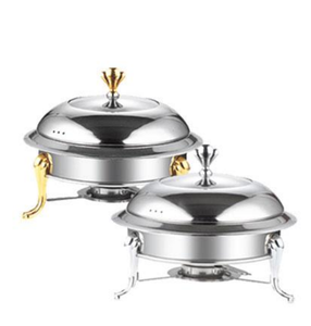XINYUAN FT-02407 Réchaud de buffet poli miroir avec fenêtre de visualisation, couvercle en acier inoxydable bombé, trépied incurvé doré ou argenté en option - Product Image 2