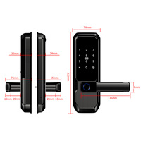 Cerradura Inteligente Tuya WiFi para Puerta, Cerradura sin Llave con Pestillo Único, Desbloqueo por Huella Dactilar y Tarjeta, Cerradura Inteligente para Interiores, Dormitorios y Apartamentos