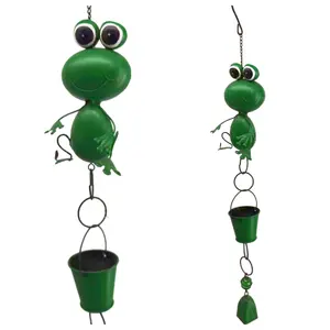 Металлическая декоративная цепочка в виде лягушки, бочонка, декоративная железная подвесная Зеленая лягушка, дождевая цепочка
