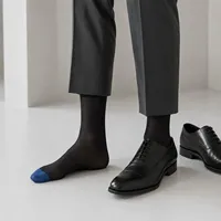 Chaussettes transparentes mi-mollet pour homme, antidérapantes, avec bord élastique, chaussettes habillées formelles pour affaires