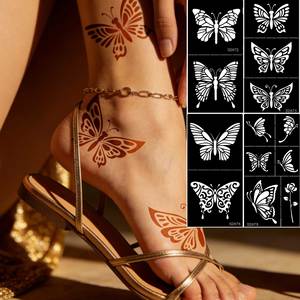 En stock – <span class=keywords><strong>Pochoir</strong></span> autocollant <span class=keywords><strong>papillon</strong></span> en PVC réutilisable <span class=keywords><strong>pour</strong></span> tatouage temporaire, idéal <span class=keywords><strong>pour</strong></span> la <span class=keywords><strong>peinture</strong></span> artistique sur mains, pieds et corps, résistant à l'eau, <span class=keywords><strong>pour</strong></span> femmes - Product Image 3