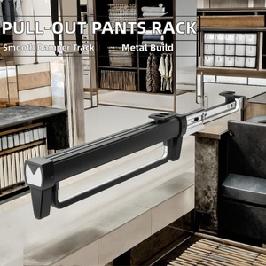 Surpass Pull-out Metal Pants Rack Retractable Slide Rail Hanger Non-Detachable <b>Single</b> Damper Track Wall Mount for <b>Wardrobe</b> - Product Image 2