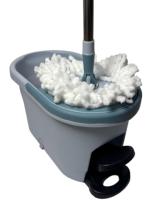 Ensemble serpillière et seau à pédale rotative à 360 degrés, serpillière en microfibre avec manche réglable en acier, nettoyage mains libres