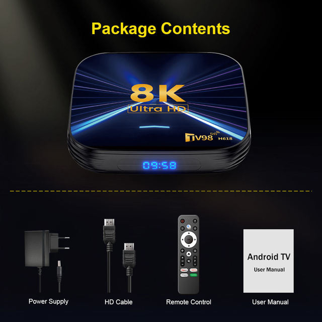 TX98 Pro+ 8K Decoding Android 13 TV Box 2GB/4GB RAM 16GB/32GB ROM RK3528 Dual Wifi with Voice Remote Support Player