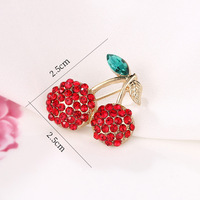 Bros Buah Ceri Enamel Gaya Korea untuk Wanita, Pin Bunga, Aksesoris Gaun Fashion, Grosir