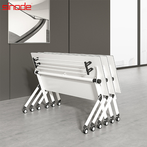 Scrivania pieghevole con struttura in acciaio portatile-tavolo da ufficio e da allenamento con ruote - Product Image 1