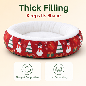 Coussin rond de Noël pour animaux de compagnie (chats et chiens) – Épais, chaud, conserve sa forme, doux et respectueux de la peau – Lit donut pour <span class=keywords><strong>chat</strong></span> et chien - Product Image 3