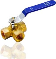 Vanne à boisseau sphérique en laiton DN15 à 3 voies, port en T, PN16, poignée en acier, filetage femelle, vanne de mélange d'eau pour système de chauffage de radiateur