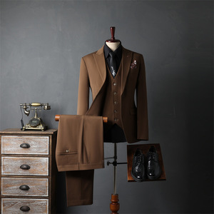 Colección de Trajes de Negocios Modernos Americanos para <span class=keywords><strong>Hombre</strong></span>, <span class=keywords><strong>Traje</strong></span> de Oficina de 3 Piezas, Estilo Británico, Diseño a Cuadros, Transpirable y Antiarrugas - Product Image 4