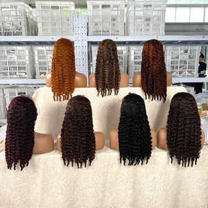 <span class=keywords><strong>Parrucca</strong></span> di capelli umani ricci birmani senza colla, pre-tagliata, con frontale in pizzo HD, colore rosso zenzero con riflessi bordeaux, per donne di colore - Product Image 1