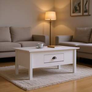 BODO Solid Wood <b>Coffee</b> <b>Table</b> 39.4x21.7x18.1 White With Drawer Living Room Furniture - Product Image 2