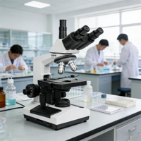 Microscope biologique trinoculaire avec port TV, grossissement 40X-1600X, éclairage LED, indice de protection IP53, plateau mécanique double couche pour laboratoire