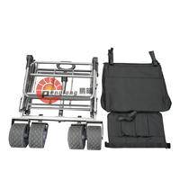 Chariot de camping pliable robuste à quatre roues, poignée réglable, grande capacité, tissu Oxford, cadre en acier, écologique, respirant
