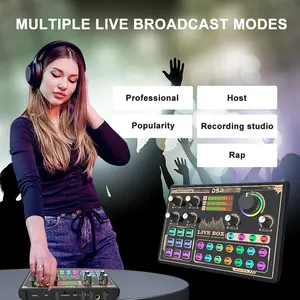 Mixer Audio Mic profesional, kartu suara Stream langsung 2 In 2 out dengan berbagai mode suara untuk siaran langsung