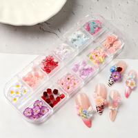 12 Grilles de Breloques 3D en Résine pour Ongles, Motifs Floraux Mixtes (Marguerites, Roses et Papillons), Décorations et Accessoires pour Nail Art, Fournitures pour Ongles