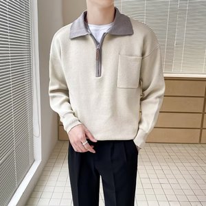 Suéter de cuello vuelto con media cremallera de alta calidad, cuello Polo, prendas de punto antiarrugas informales, suéter de otoño para hombre - Product Image 6