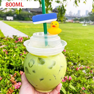Hot Sale Custom 500ml PET Plastic Bottle <b>Small</b> Mason <b>Jam</b> <b>Jar</b> with Handle Non-Toxic Clear Screw Cap for Juice Smoothie Milkshake - Product Image 6