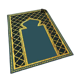 Gold Diamond Velvet Prayer Carpet Household Easy To Clean Rectangular Floor Mat