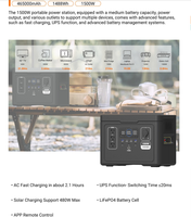Station d'alimentation portable haute puissance 1500W 1488WH, batterie Lifepo4, stockage d'énergie solaire d'urgence pour la maison