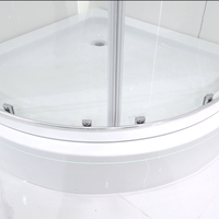Puerta Corredera de Ducha de Vidrio Curvo Ultra Estrecho con Marco de Aleación de Aluminio Pulido, Separación de Zonas Secas y Húmedas para Hoteles y Apartamentos Modernos