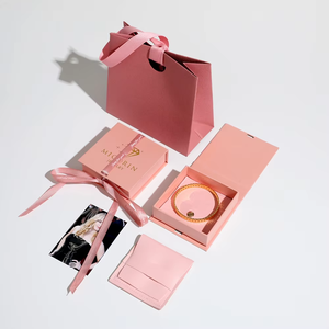 Ecofriendly Cardboard Paper Jewellery Boxes <b>Ring</b> Earrings Bracelet Necklace Luxury Jewelry Gift Box Flap Jewelry Box With Ribbon - Product Image 1