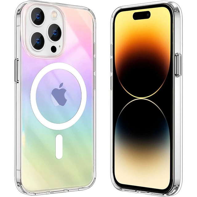 Phone case factory transparent IMD iridescent holographic magnetic phone case for iPhone 15 16 Pro Max