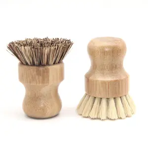 Gỗ sồi và tre Vòng sisal lông bàn chải Ergonomic cọ nhà bếp món ăn Scrubber với xử lý